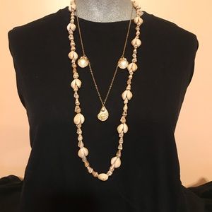 Dainty necklace & off white shell necklace set